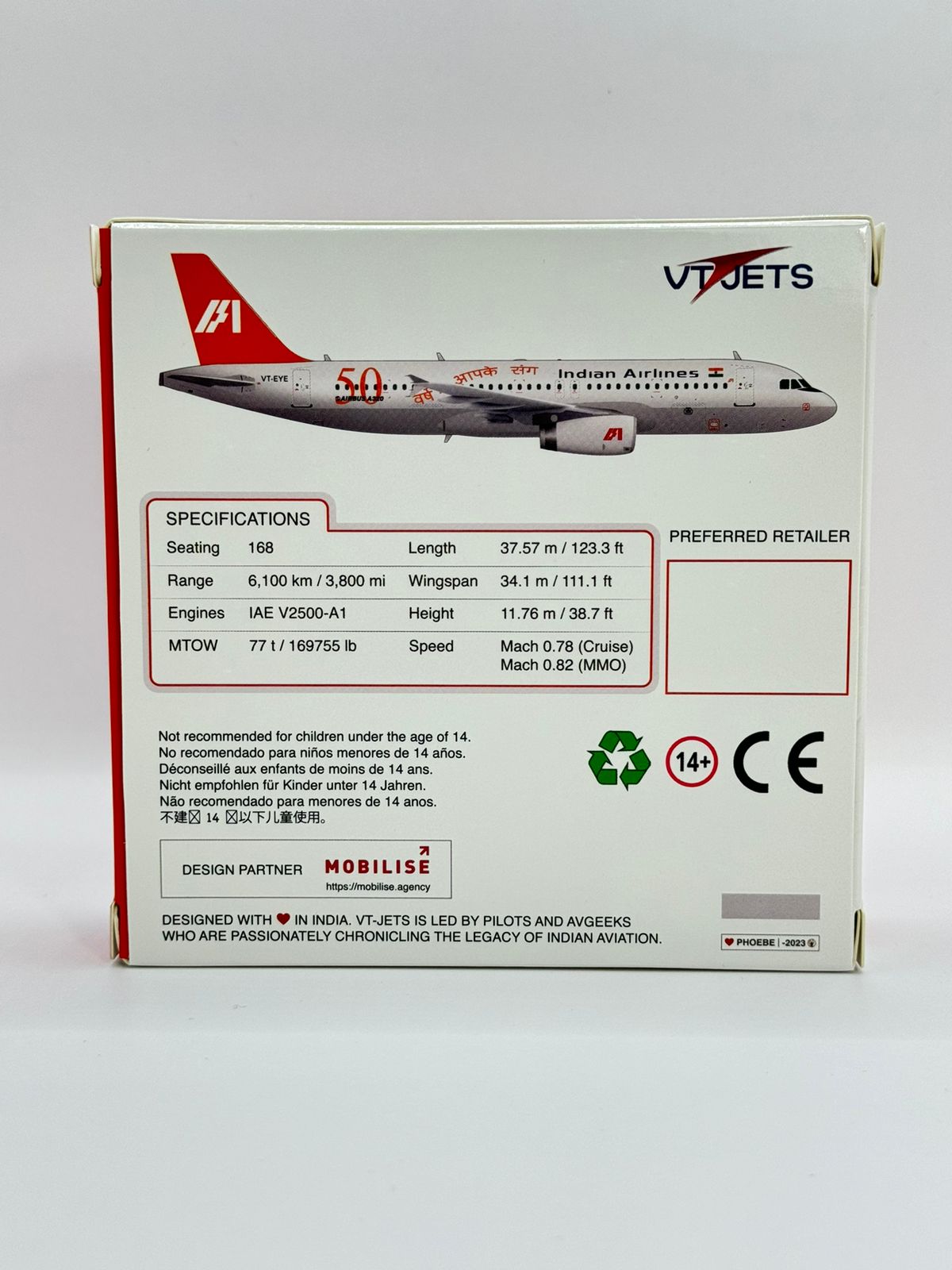 VT Jets Indian Airlines A320 1:400 Scale