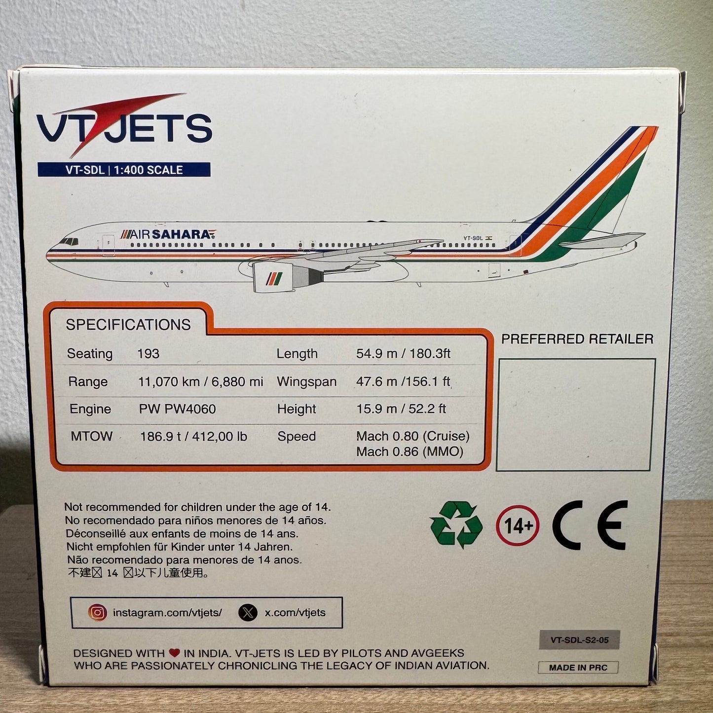 VT Jets Air Sahara Boeing 767-300ER